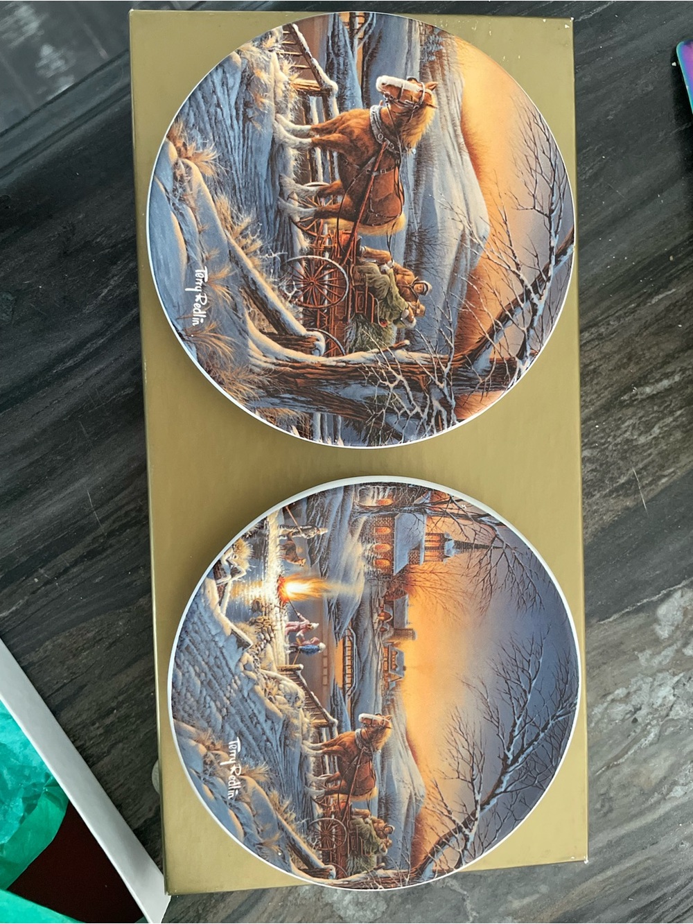 Terry Redlin “Sharing the evening” series mini plates.
